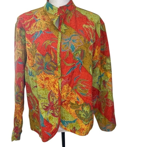 anu Jackets & Blazers - ANU Women’s XL Embroidered Beaded Floral Open Front Cotton Boho Jacket